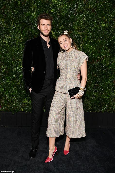 Miley Cyrus looks quirky in tweed suit with husband Liam 